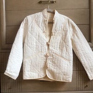 Down Quilted Parker jacket in Nut milk color.